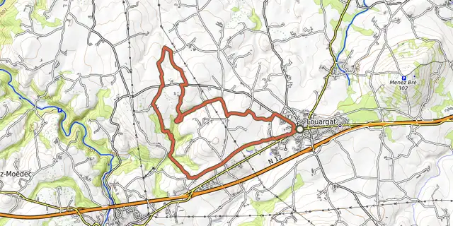 The Au fil de l'eau track on the OpenTopoMap map