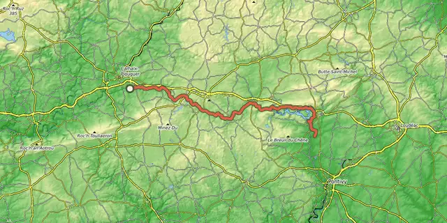 The EV1 - La Vélodyssée® track on the OpenTopoMap map