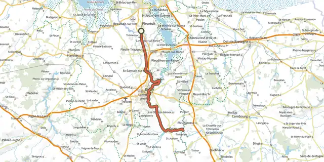 The V42 - Manche Océan : Saint-Malo - Rennes - Redon track on the OpenTopoMap map