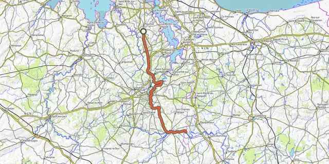 The V42 - Manche Océan : Saint-Malo - Rennes - Redon track on the OpenTopoMap map