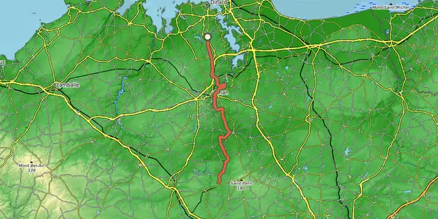 Tracé de V403 - Sarzeau - Saint-Méen-le-Grand - Saint-Malo (sens Sud - Nord) sur le Plan IGN