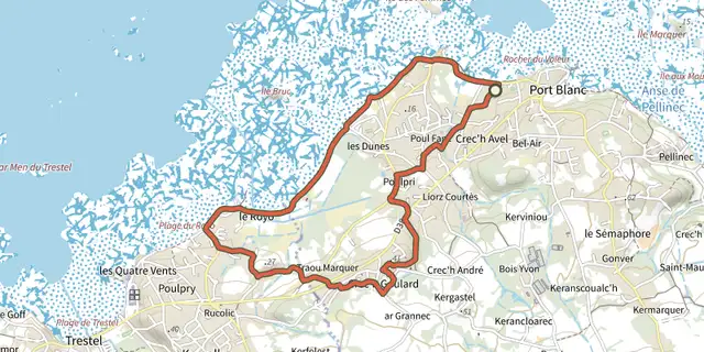 Tracé de Circuit de Port Blanc sur le Plan IGN