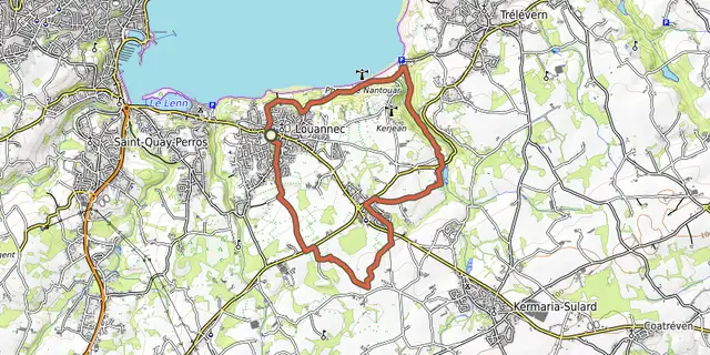 The Circuit des Moulins en Louannec track on the IGN map