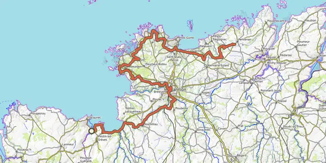 The EV4 - La Vélomaritime® - section 1/5 track on the OpenTopoMap map