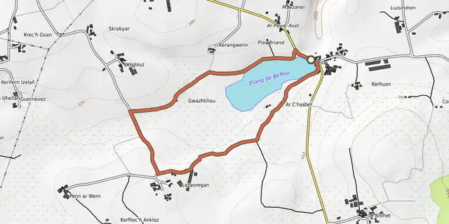 The Autour de l'étang de Beffou track on the OpenTopoMap map