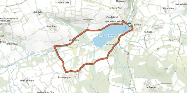 Tracé de Autour de l'étang de Beffou sur le Plan IGN