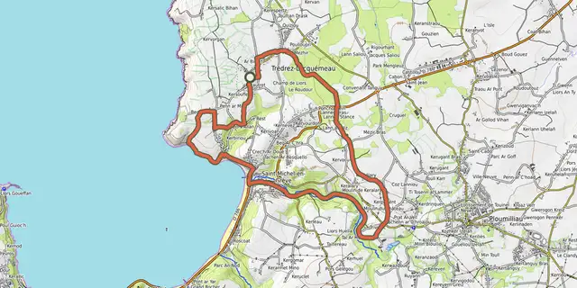 The La grève de Saint-Michel track on the OpenTopoMap map