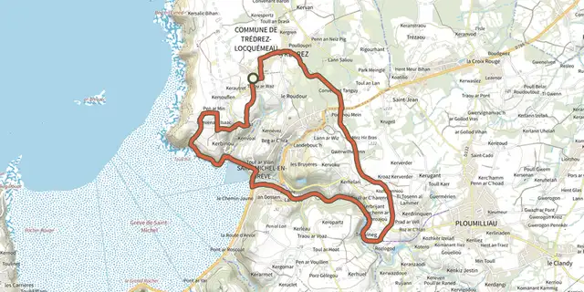 The La grève de Saint-Michel track on the IGN map