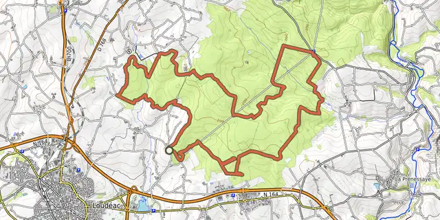 The Circuit des chevreuils n°25 track on the OpenTopoMap map