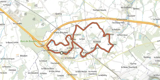 The VTT Circuit des cerfs et des biches (les cerfs de la cour) n°8 track on the IGN map