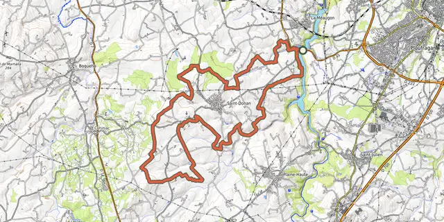 The Circuit VTT n°11 - St Donan // Ploufragan // La Méaugon (rouge) track on the OpenTopoMap map