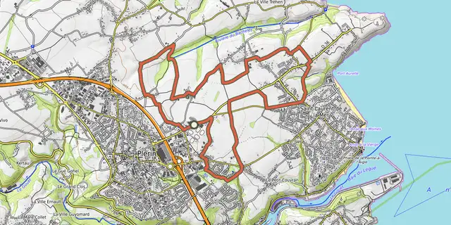Tracé de Circuit VTT n°28 - Plérin (vert) sur le Plan IGN