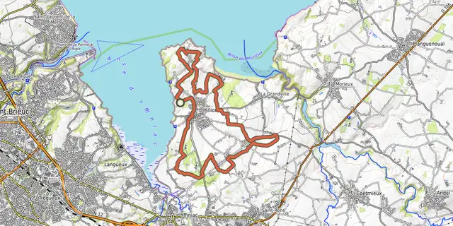 The Circuit VTT n°21 - Hillion (vert) track on the OpenTopoMap map