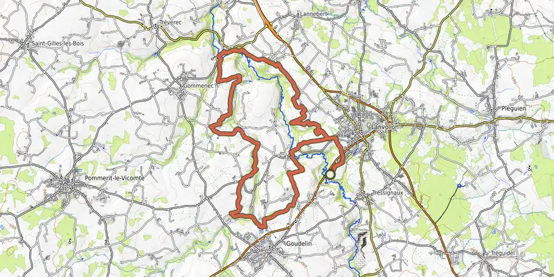 Map of the Circuit VTT 10 : Circuit de Liscorno track on OpenTopoMap, with the start and numbered waypoints