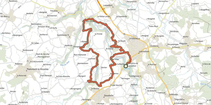 Carte du tracé de Circuit VTT 10 : Circuit de Liscorno sur le Plan IGN, départ et points de passage numérotés