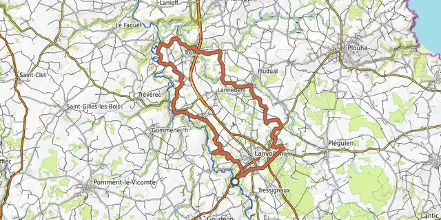 The Sur le chemin de Saint Jacques - VTT track on the OpenTopoMap map