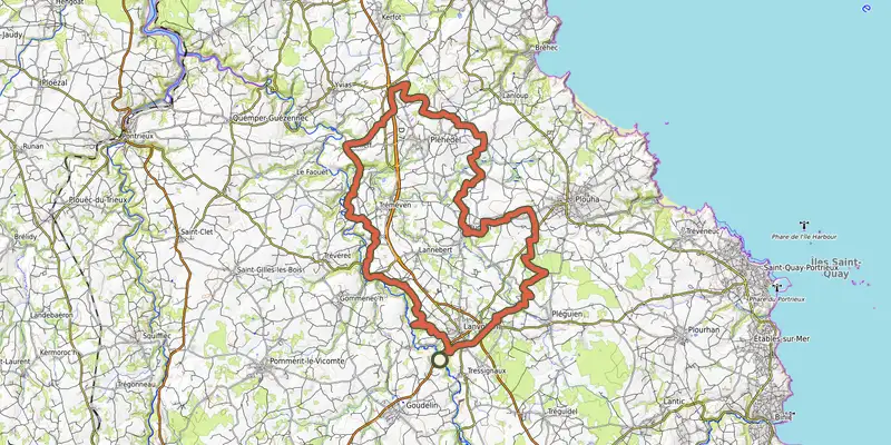 Carte du tracé de Circuit VTT 12 : Circuit du Temple sur le Plan IGN, départ et points de passage numérotés