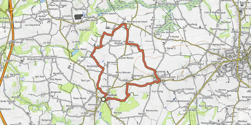 Map of the Circuit VTT 13 : Circuit des deux chapelles track on the IGN map, with the start and numbered waypoints