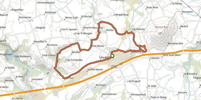 The Circuit VTT 9 : Circuit des Menhirs track on the OpenTopoMap map