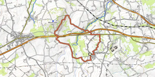 The Circuit VTT 10 : Circuit du Jaudy track on the OpenTopoMap map
