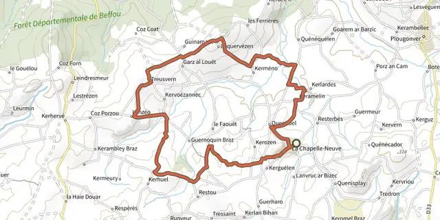 The Circuit VTT 12 : Circuit de la Chapelle Neuve track on the IGN map