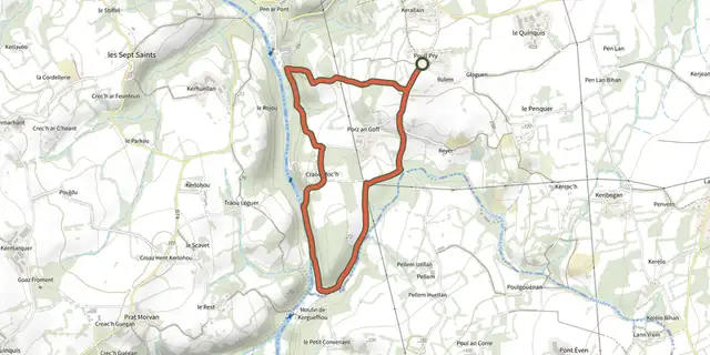Tracé de Circuit de la vallée du Léguer sur le Plan IGN