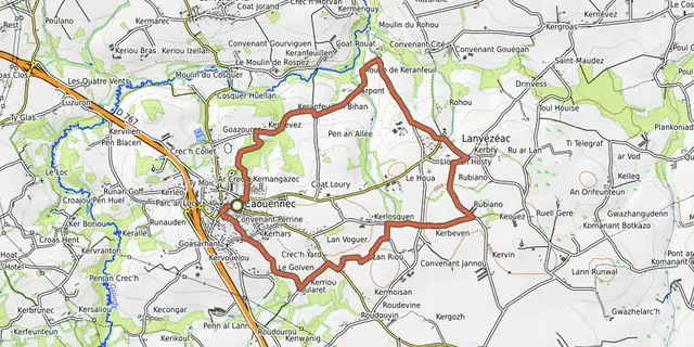 Tracé de Circuit des deux églises sur le Plan IGN