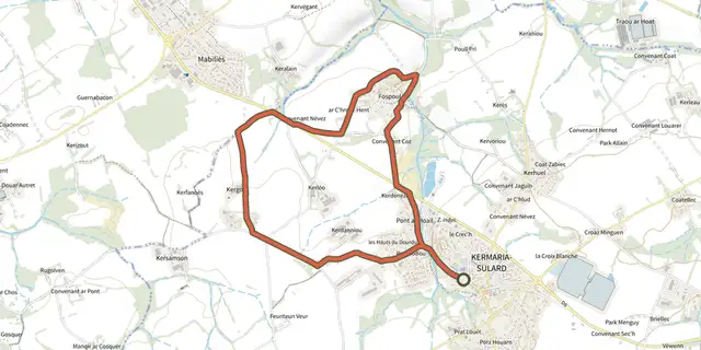 The Balade en Kermaria-Sulard track on the OpenTopoMap map