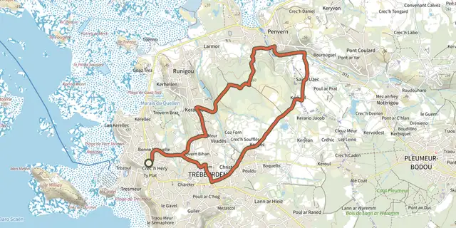 Tracé de Circuit des chapelles sur le Plan IGN