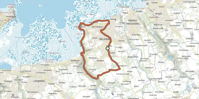 The Mer et vallées de Trélévern au Trévou (variante) track on the IGN map