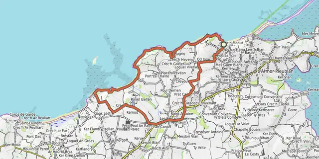The Circuit des phares track on the IGN map