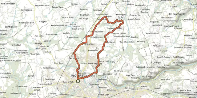 Tracé de Circuit de Saint-Yves sur le Plan IGN