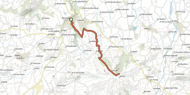 The A l'ascension du Mont Bel Air track on the OpenTopoMap map