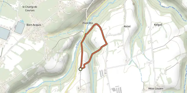 The Sentier botanique de Pont-Min - Plourivo track on the IGN map
