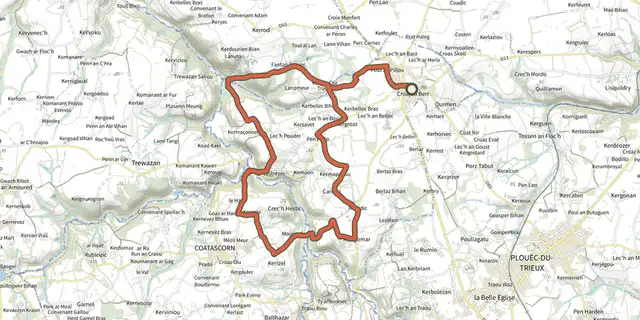Tracé de Tro Run Ar Gan sur le Plan IGN