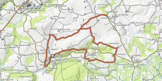 The Circuit des éoliennes track on the OpenTopoMap map
