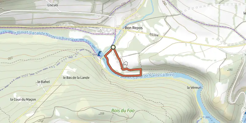 Map of the Balade à Bon Repos (variante) track on the IGN map, with the start and numbered waypoints