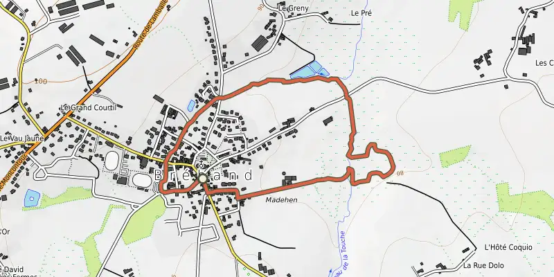 Carte du tracé de Circuit de la Planchette sur le Plan IGN, départ et points de passage numérotés