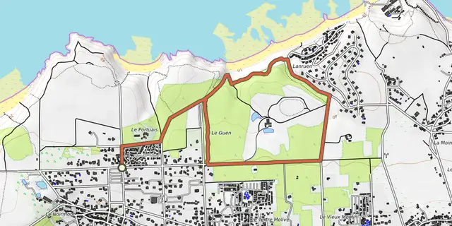 The Entre mer et bois track on the OpenTopoMap map