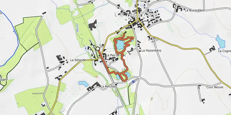Map of the Les Faluns track on OpenTopoMap, with the start and numbered waypoints