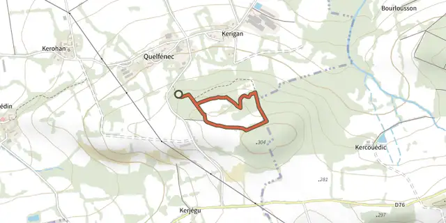 Tracé de Site néolithique de Quelfénec sur le Plan IGN