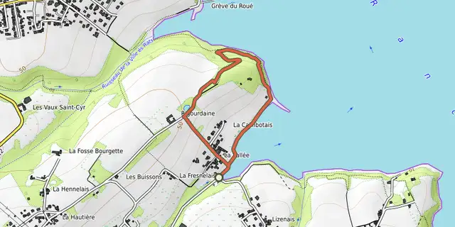 The Balade dans le Bois de Rigourdaine - Plouër-sur-Rance track on the OpenTopoMap map