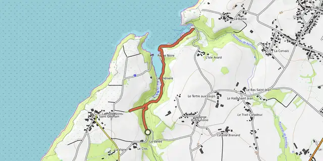 The Balade dans la Vallée du Moulin de la Mer - Matignon track on the OpenTopoMap map