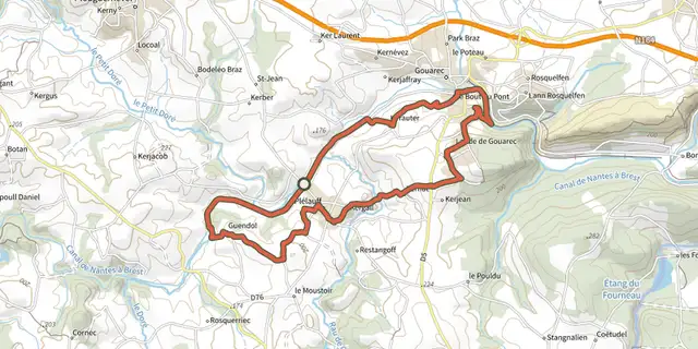 The VTT entre Bois et Canal track on the IGN map
