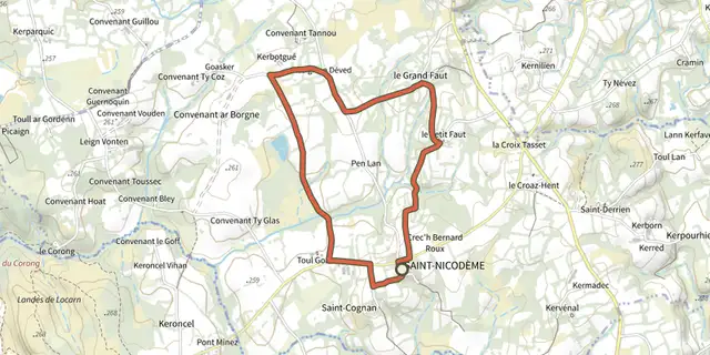 The Hentou Treuz San Nigouden track on the OpenTopoMap map
