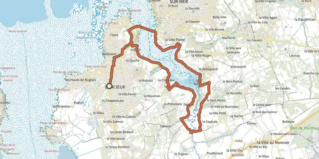 Tracé de L'estuaire du Frémur sur le Plan IGN