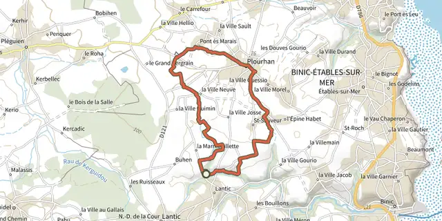 The Plourhan - Boucle Rouge track on the IGN map