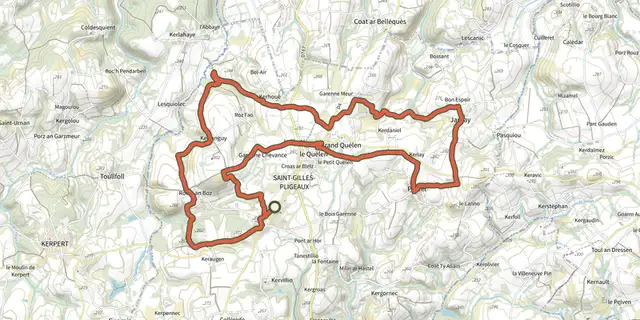 Tracé de Circuit rouge par Jarnay sur le Plan IGN
