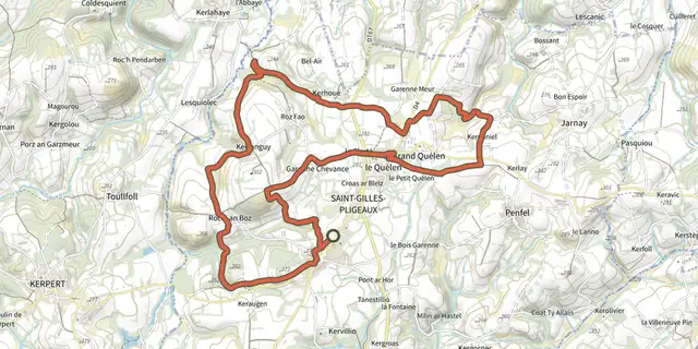 The Circuit rouge par Kerdaniel track on the OpenTopoMap map