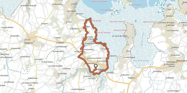Tracé de Circuit Trail n°2 - Notre Dame- Pointe du Bay sur le Plan IGN